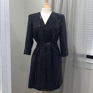 Mango Sequin Tux Dress w/ Belt